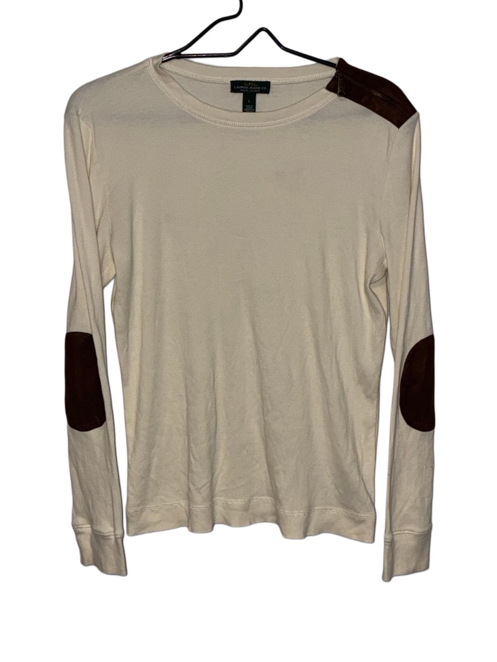 Lauren Jeans Co. Ralph Lauren Women's Cream Long Sleeve Top Size L